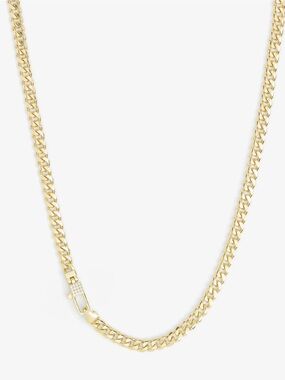 Melinda Maria Gold Cuban Link Necklace with Pavé Padlock Clasp
